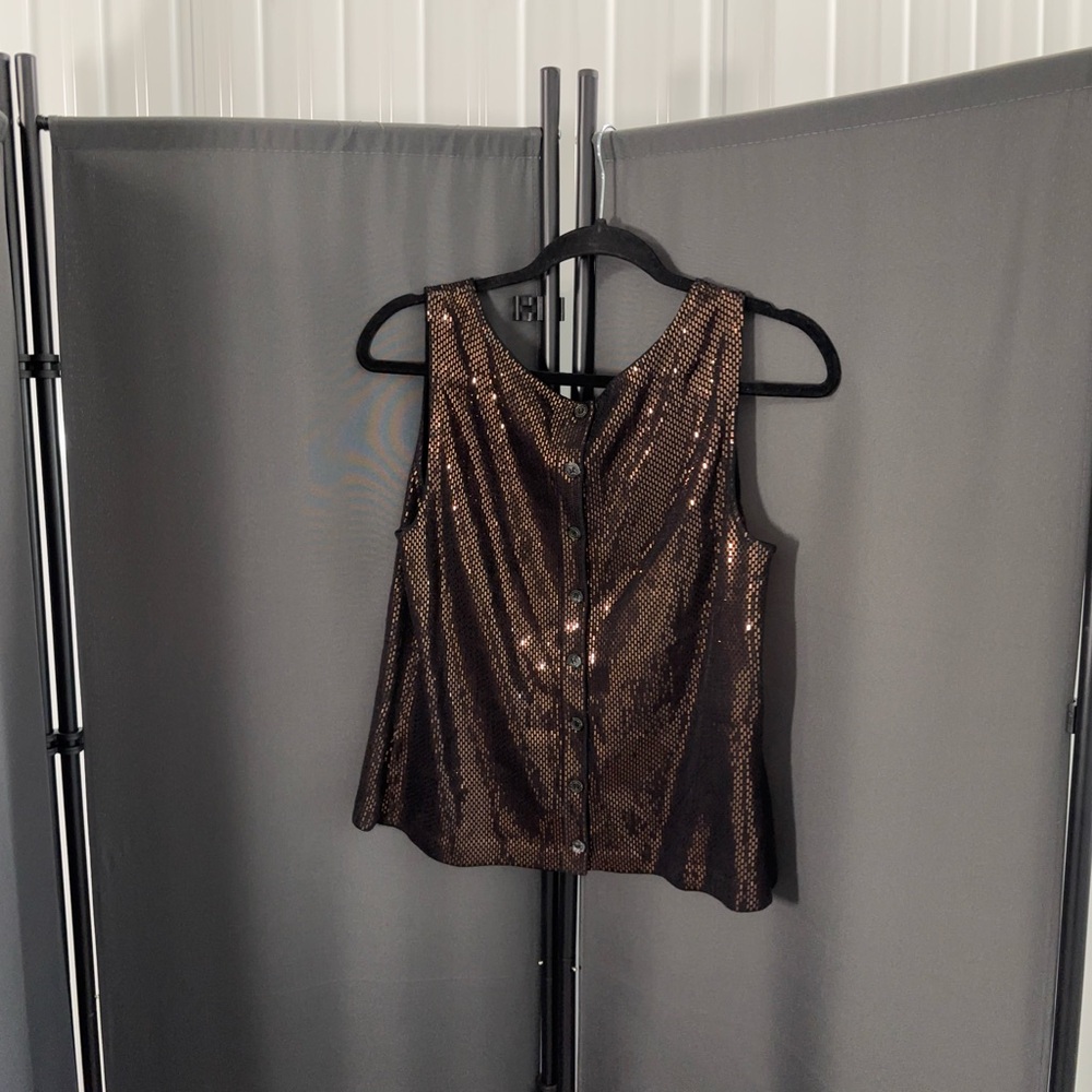 St. John Bronze Sequin Sleeveless Top - Size M - Picture 9 of 15